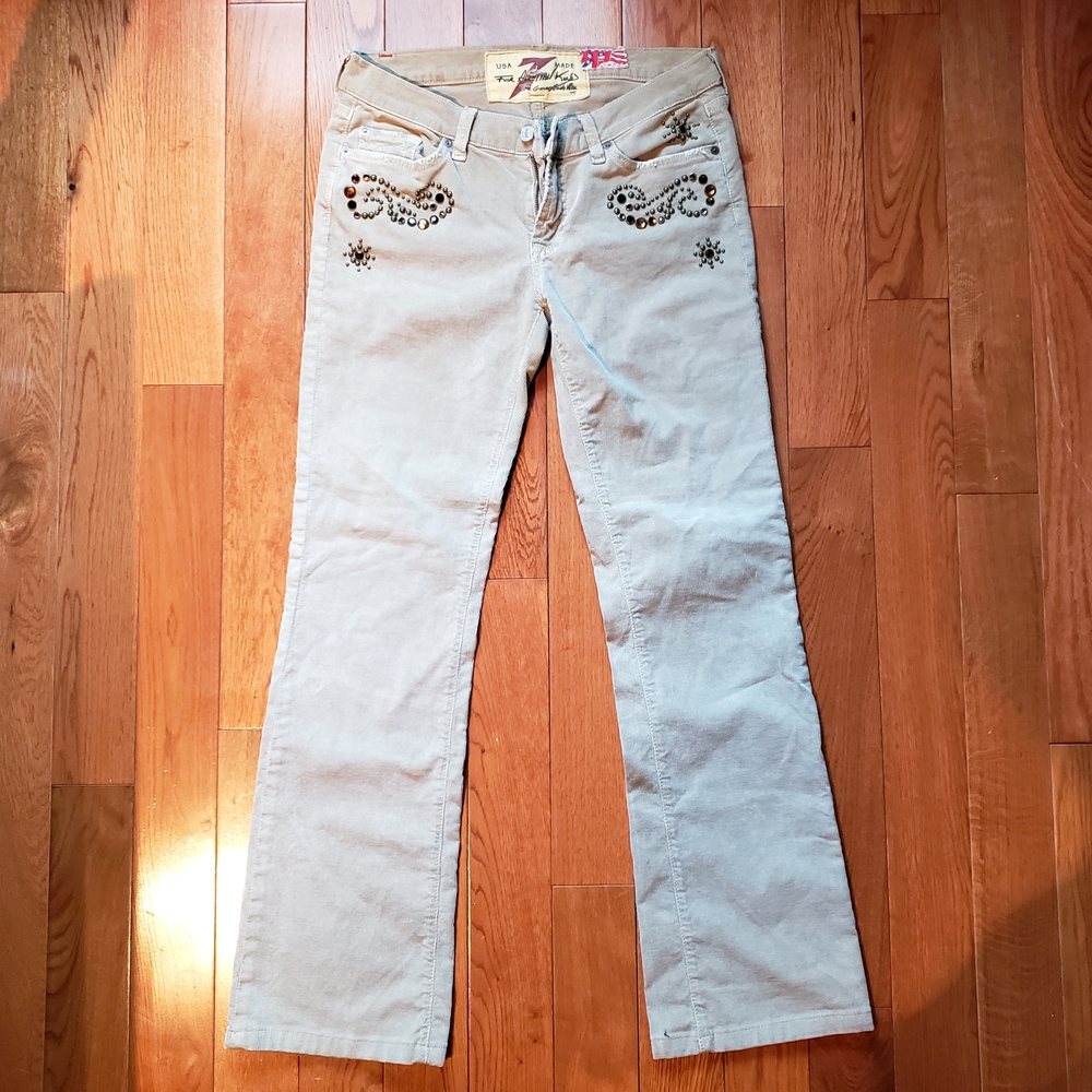 Embellished 7 For All Mankind Cords, Cream Colored Cords